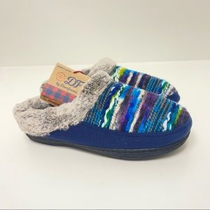 Womens Dearfoams  slippers sz 7-8 memory foam purple blue knit